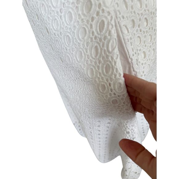Guess White Eyelet Lace Cutout Sleeveless Summer Fit and Flair Cotton Dress Sz 6 - Picture 5 of 16
